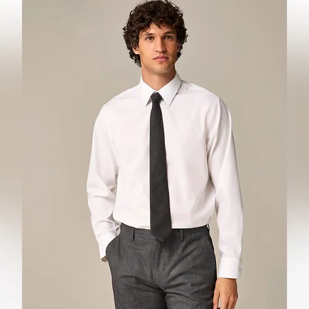 NWT J CREW Bowery performance stretch dress shirt with spread collar in white